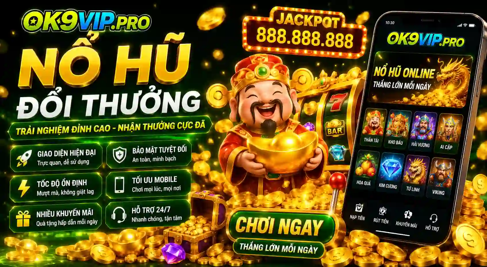 Nổ hũ đổi thưởng OK9VIP với giao diện trực tuyến hiện đại